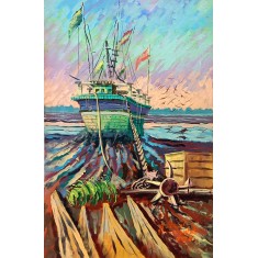 Abdul Wahab, 14 x 22 Inch, Acrylic On Canvas, Seascape Painting, AC-AWB-035 Abdul Wahab, 14 x 22 Inch, Acrylic On Canvas, Seascape Painting, AC-AWB-035